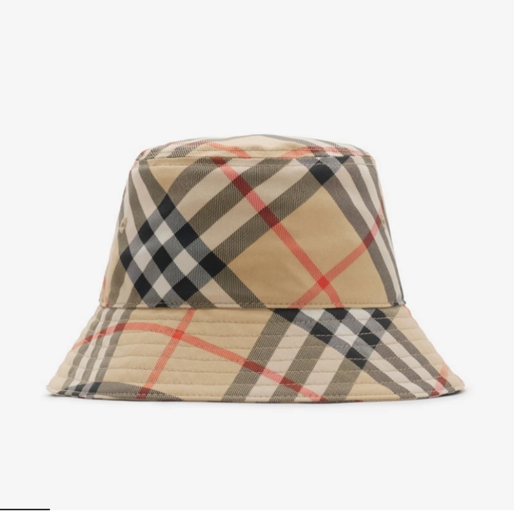 NWT Burberry Gabriel Vintage Archive Beige Check Bucket Hat Kids 4-6 Years-$260